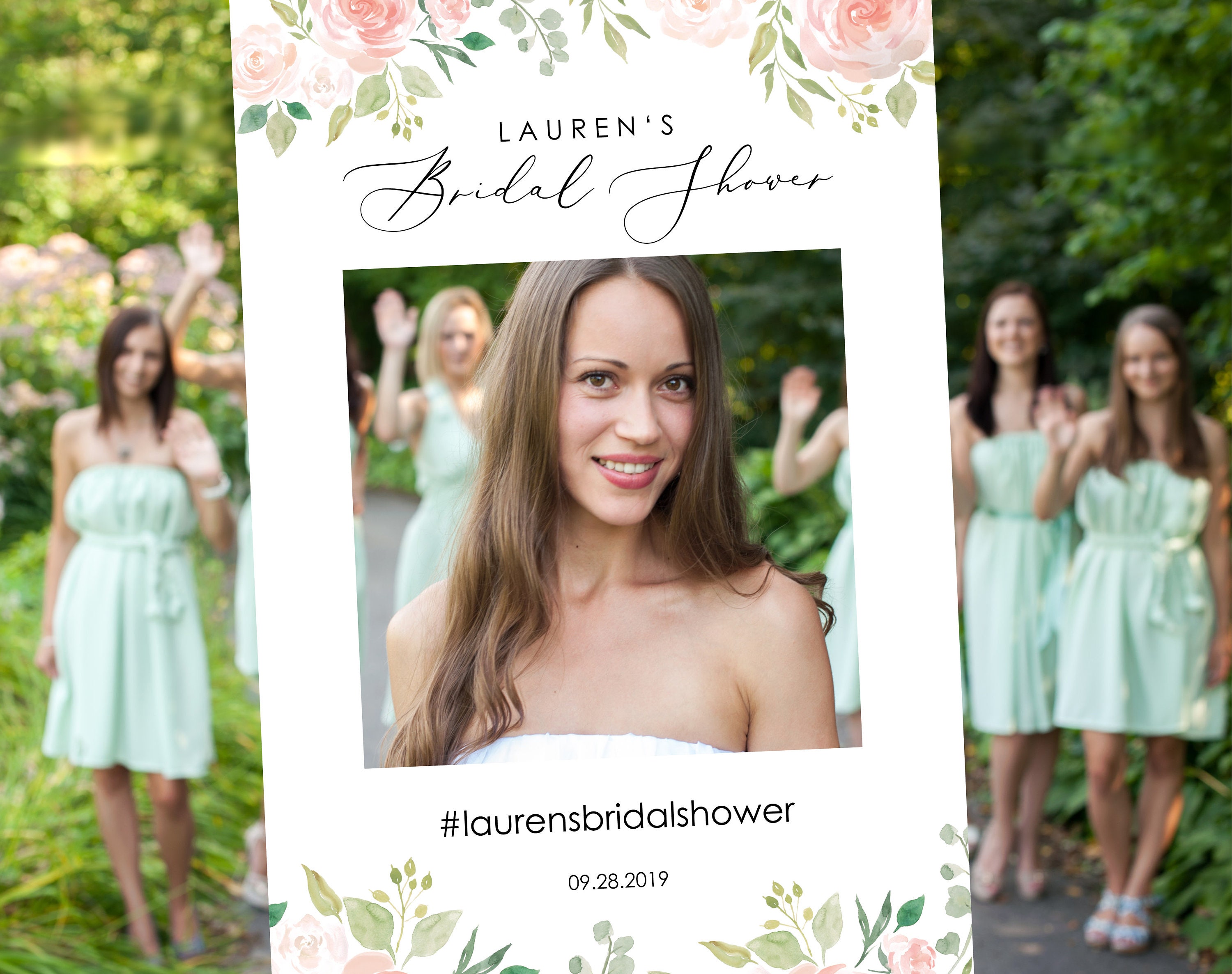 Fl Wedding Bridal Shower Photo Booth Frame Template Printable