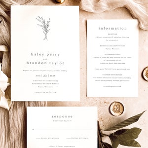 Modern Rustic Wedding Invitation Template Set, Editable Wedding Invite Printable, Templett Instant Download, Try Before Purchase