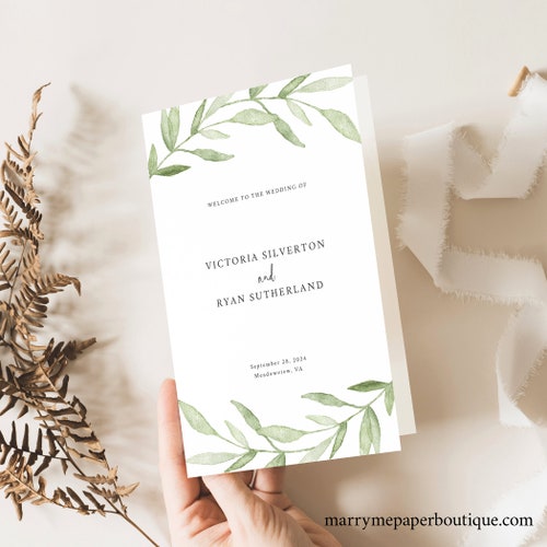 Catholic Wedding Program Template Greenery Leaves Editable Etsy Catholic Wedding Program Template Greenery Leaves Editable Etsy