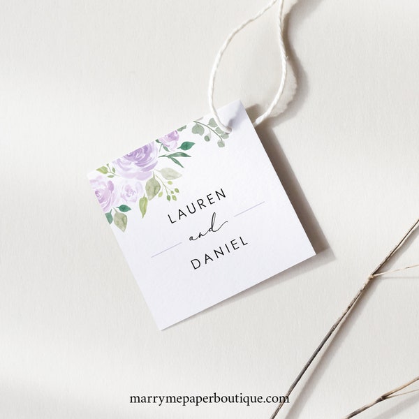 Square Label Tag Template, Editable Instant Download, Try Before Purchase, Lilac Floral