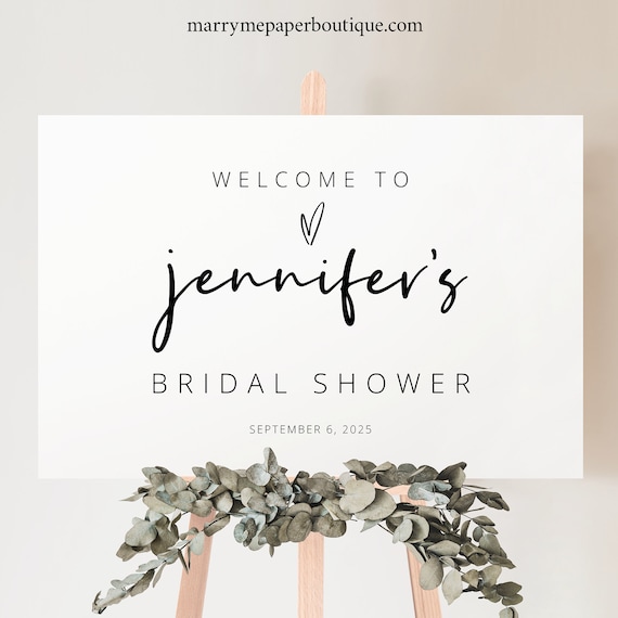 Bridal Shower Welcome Sign Template, Love Heart, Modern Bridal Sign, Welcome to the Bridal Shower Sign, Printable, Templett INSTANT Download