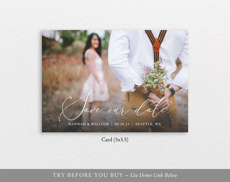 100/% Editable Instant Download TRY BEFORE You BUY Photo Card Save The Date Template