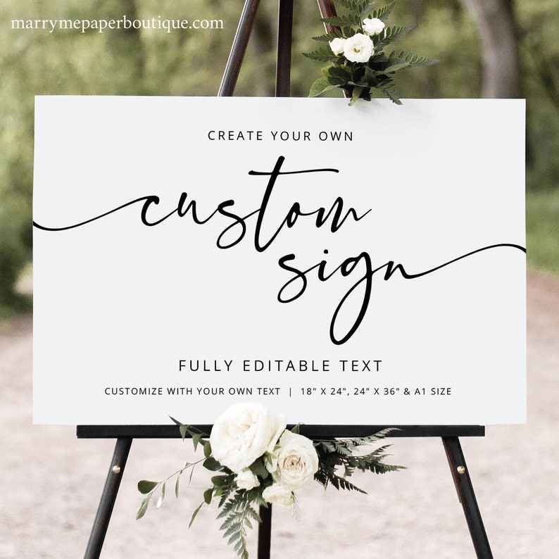 Wedding Sign Template Modern Calligraphy Self Edit Large image 1