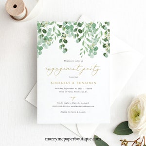 Engagement Party Invitation Template, Garden Greenery, Printable Engagement Party Invite, Editable, Templett INSTANT Download