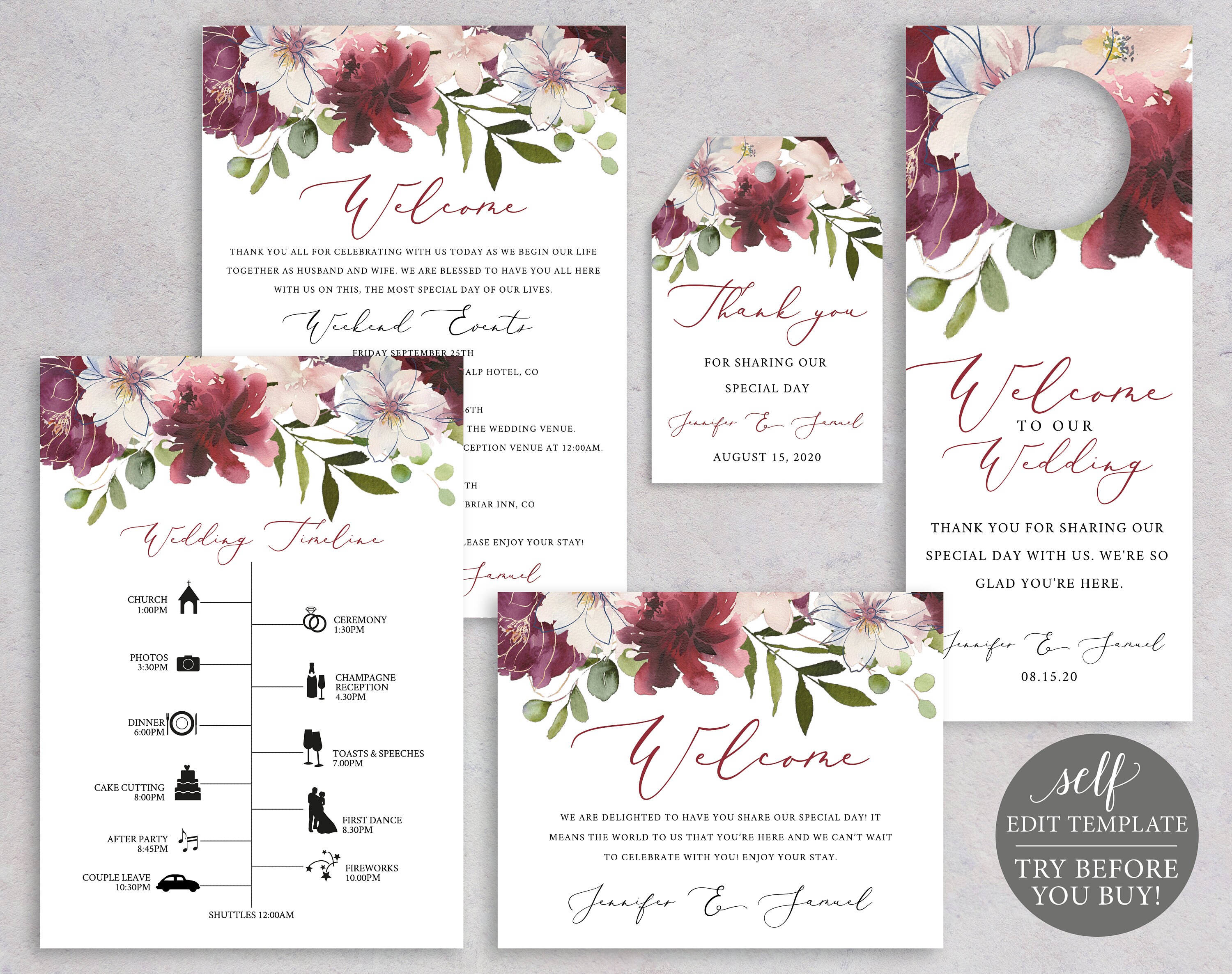 Wedding Guest Welcome Set Template Welcome Bag Label Wedding