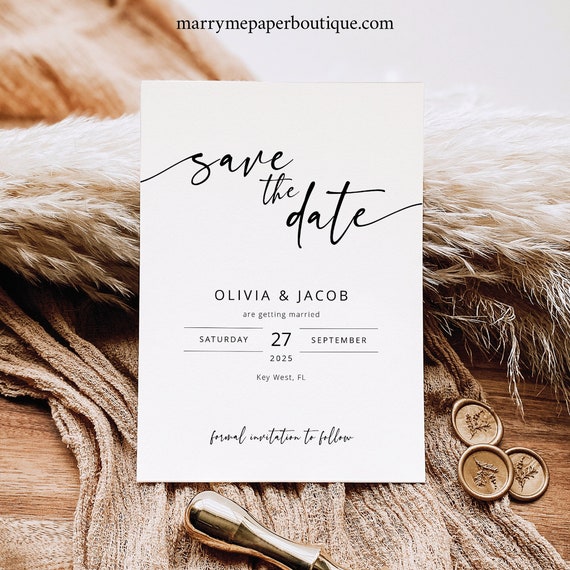 Save the Date Template, Try Before Purchase, Templett Instant Download, Editable & Printable, Modern Calligraphy