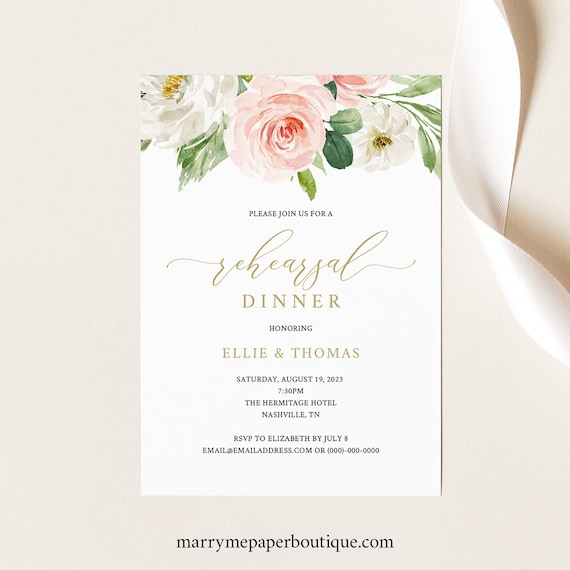 Rehearsal Dinner Invitation Template, Try Before Purchase, Editable Instant Download, Blush Floral