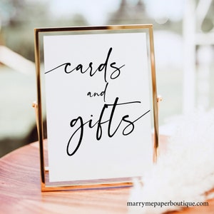 Cards & Gifts Sign Template, Modern Calligraphy, 5x7, Small Wedding Cards and Gifts Sign, Printable, Editable, Templett INSTANT Download
