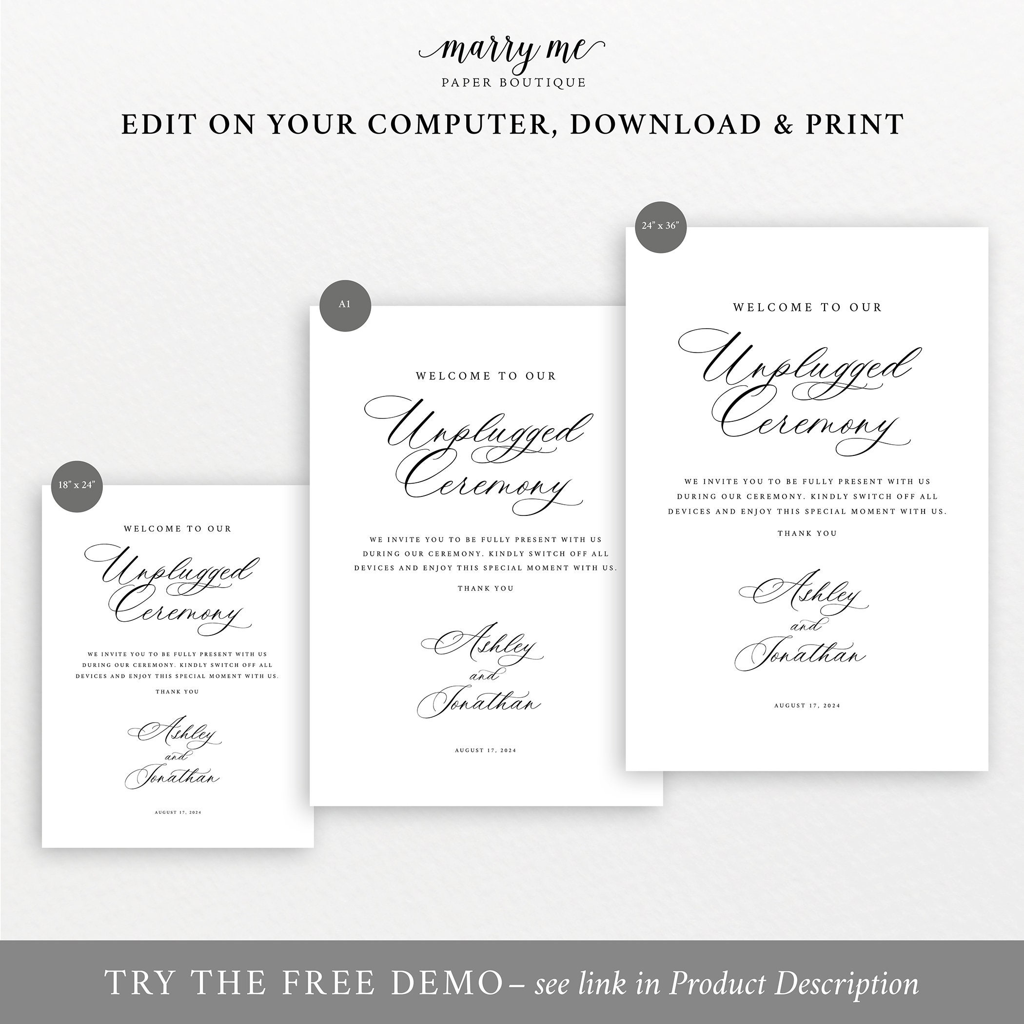 unplugged-ceremony-sign-template-elegant-classic-calligraphy-editable