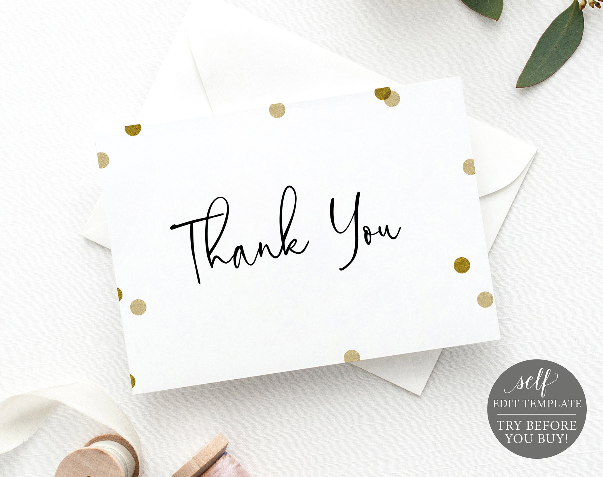 thank you card template gold confetti demo available