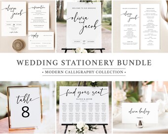 Wedding Template Bundle, Demo Available, Templett Instant Download, Wedding Template Kit, Wedding Bundle Templates, Modern Calligraphy