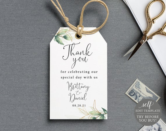 Greenery Greenery Editable pdf DIY Printable Decorations Printable Thank You Note INSTANT DOWNLOAD Templett Wedding Favor Card Leaves