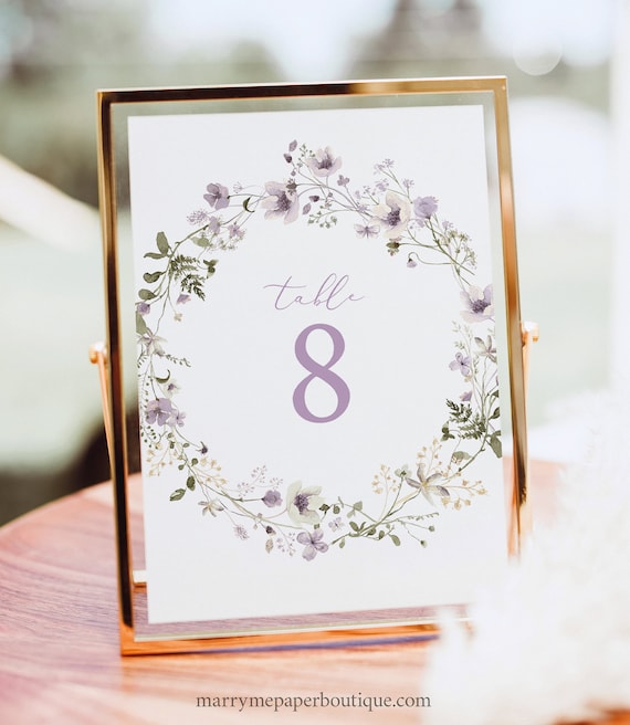 Table Number Template, Rustic Lavender Flowers, Floral Lavender Table Number Sign, Printable, 4x6, 5x7, Editable, Templett INSTANT Download