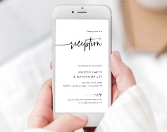 Digital Wedding Reception Invitation Template, Modern Classic, Electronic Reception Text Invitation, Editable, Templett INSTANT Download