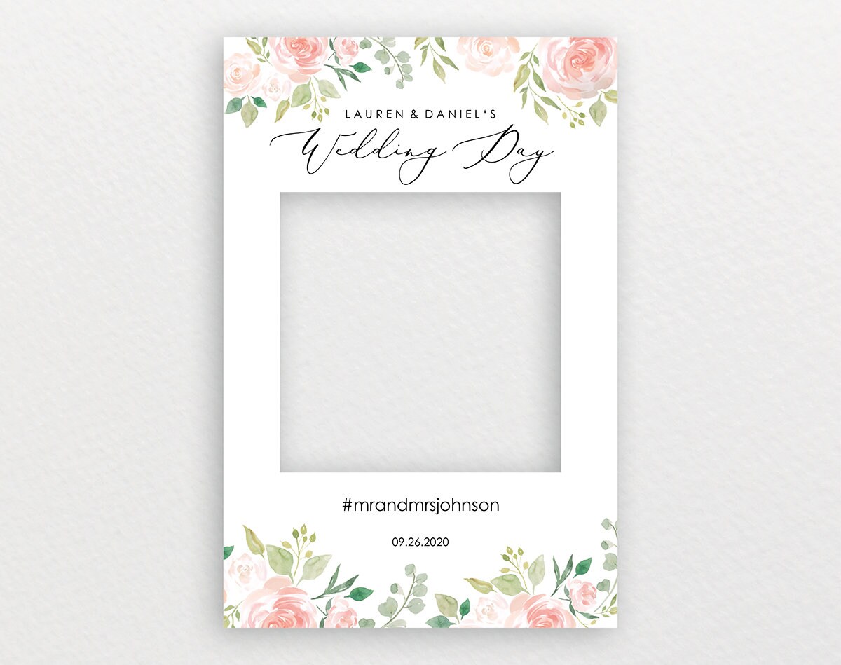 Floral Wedding Photo Booth Frame Template, Wedding Selfie