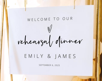 Rehearsal Dinner Welcome Sign Template, Love Heart, Editable, Modern Rehearsal Welcome Sign, Printable, Templett INSTANT Download