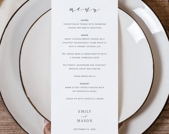 Wedding Menu Template,  Editable Instant Download, Formal & Elegant, Try Before Purchase