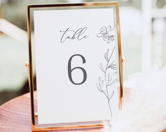 Table Number Template, Try Before Purchase, Editable Instant Download, Elegant Botanical