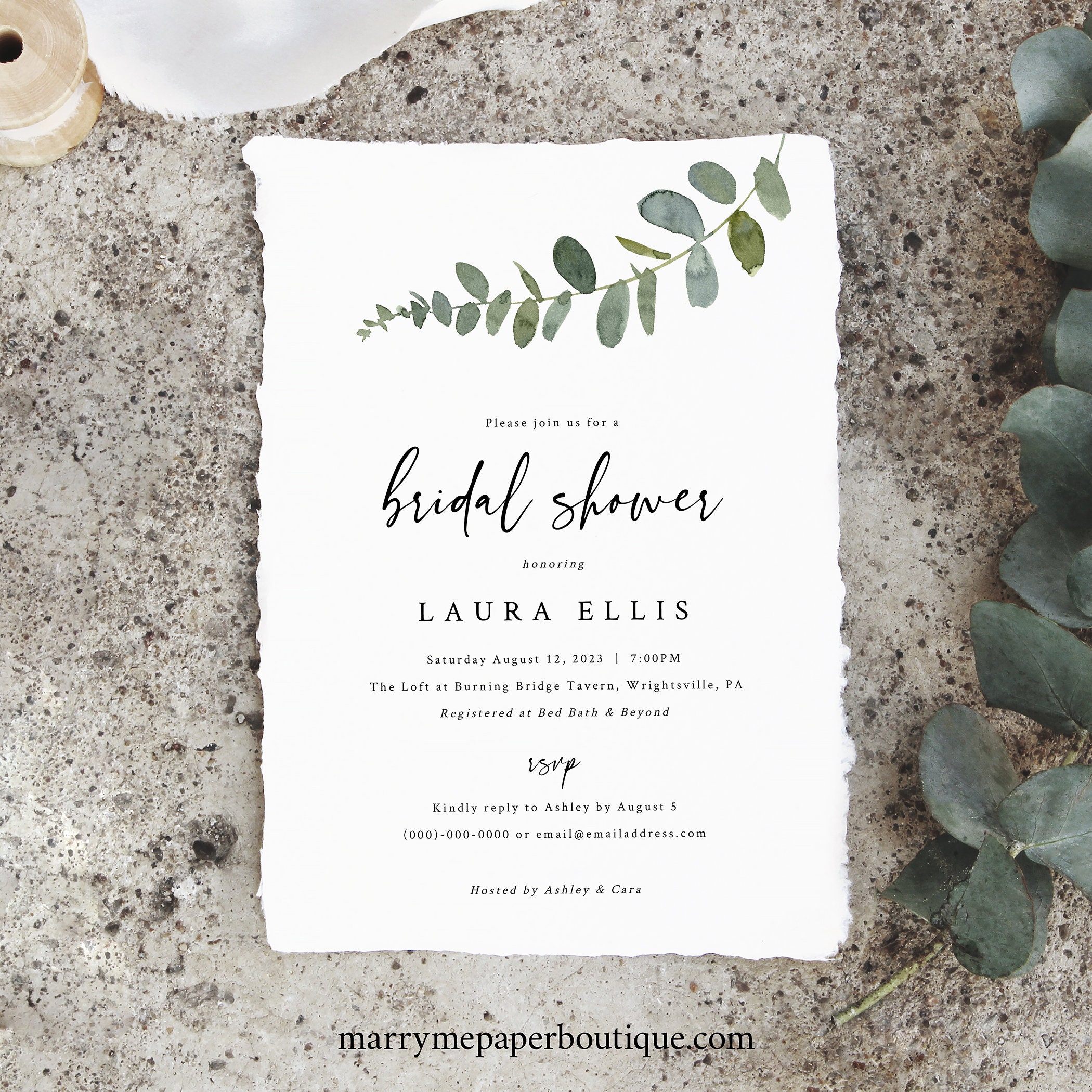 Eucalyptus Couples Wedding Shower Invitation Printable Digital File Floral Watercolors Greenery Couples Shower Invite