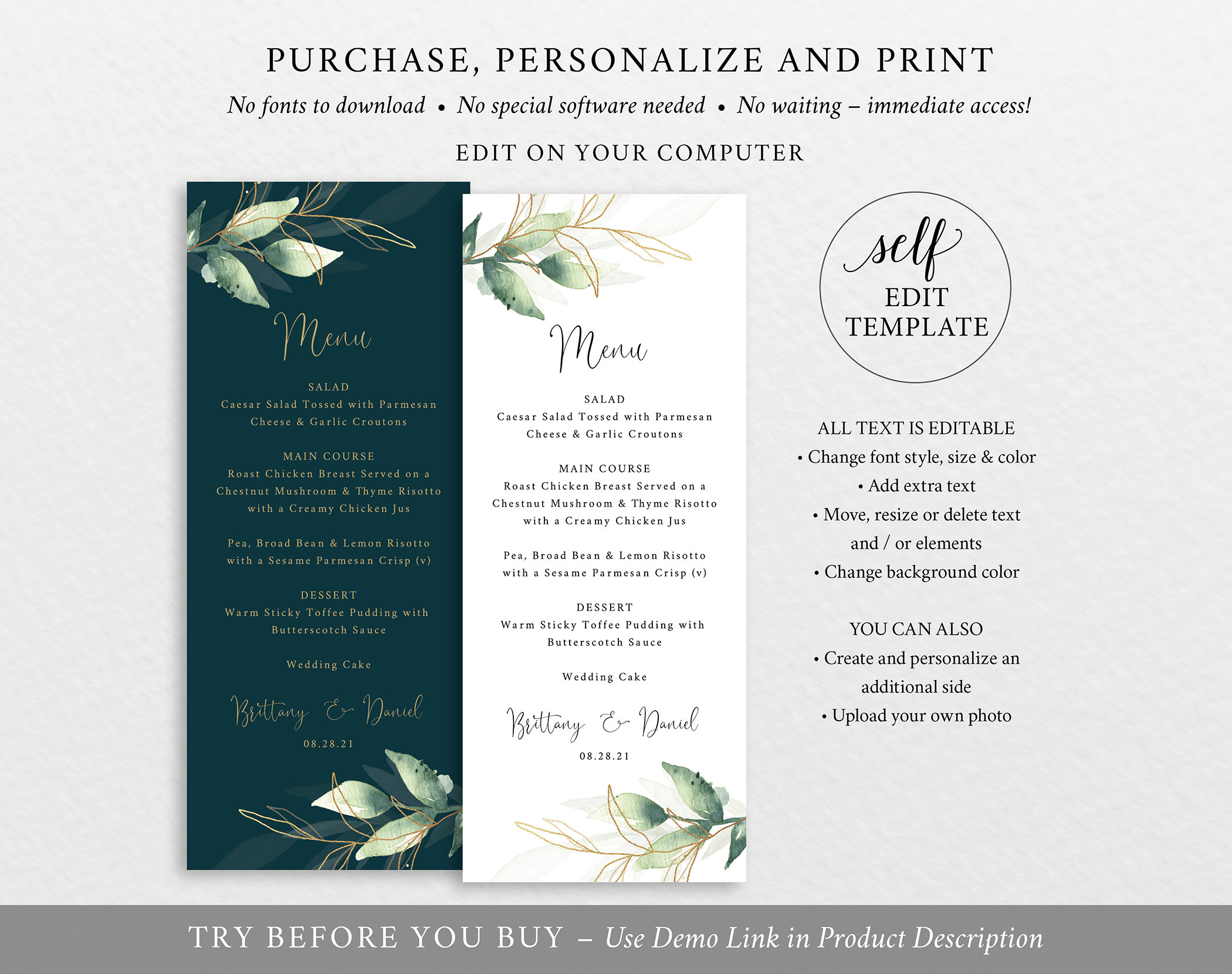 Wedding Menu Templates Free Download