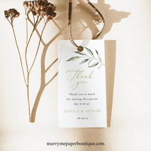 Favor Tag Template, Greenery Leaf Thank You, Try Before Purchase, Editable Instant Download