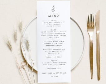 Wedding Menu Template, Formal Botanical,  Editable Instant Download, Try Before Purchase