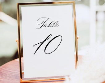 Wedding Table Number Sign Template, Elegant Classic Calligraphy, Printable, Table Number Sign, Templett INSTANT Download, Editable