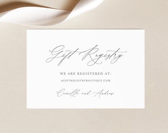 Gift Registry Card Template, Modern Stylish Script, Elegant Wedding Registry Enclosure Card, Printable, Editable, Templett INSTANT Download