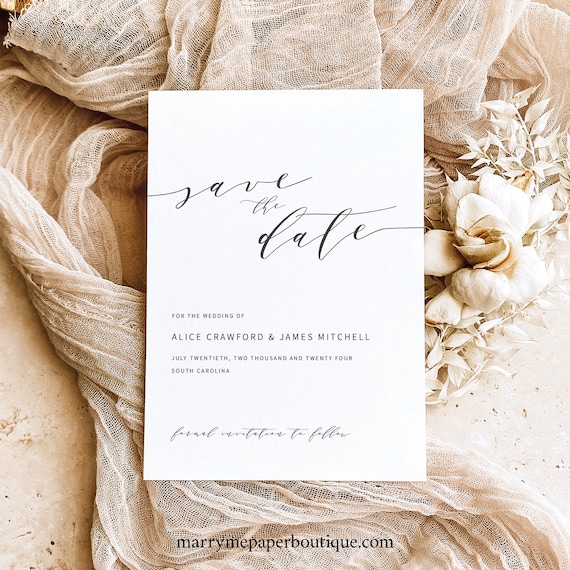 Save the Date Card Template, Modern & Elegant, Save Our Date Card, Printable, Elegant Font, Templett INSTANT Download, Editable