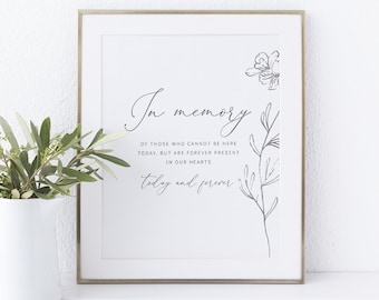 In Memory Sign Template, Non-Editable Instant Download, Botanical Floral