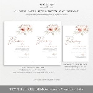 Marriage Blessing Ceremony Invitation Template, Floral Boho, Printable, Boho Blessing Invitation Card, Editable, Templett INSTANT Download image 5