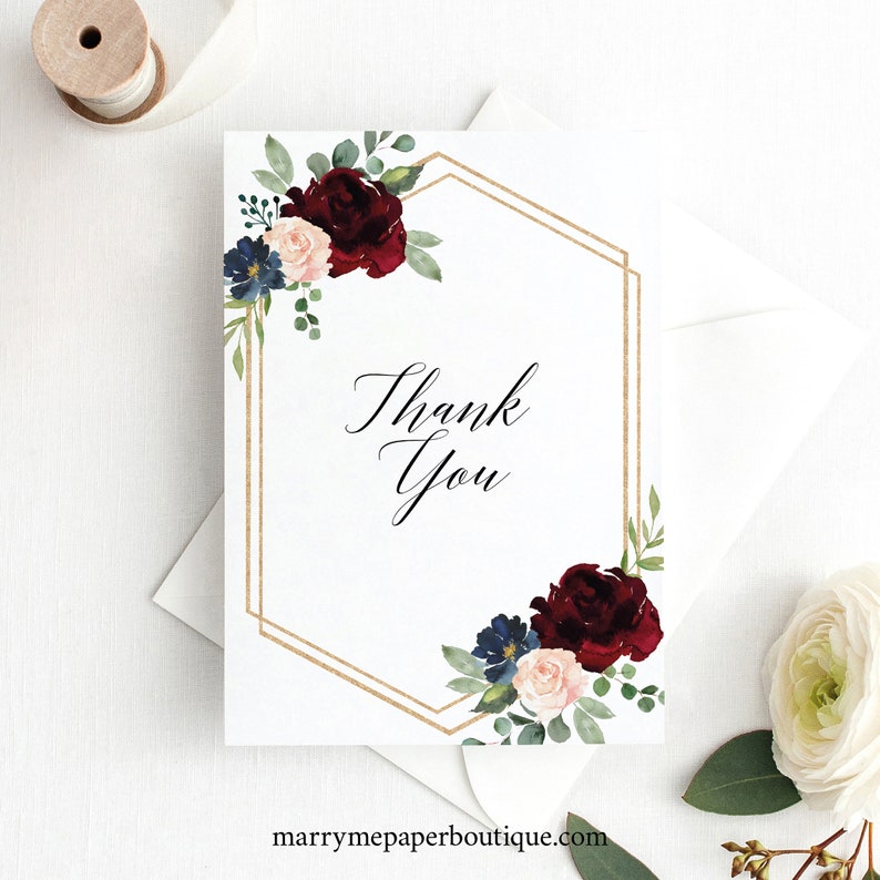 Thank You Card Template Folded Editable &amp; Printable Instant - Etsy
