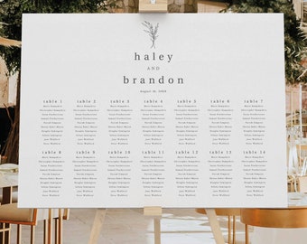 Wedding Seating Chart Template, Modern Rustic Seating Plan Sign, Templett Instant Download, Try Before Purchase