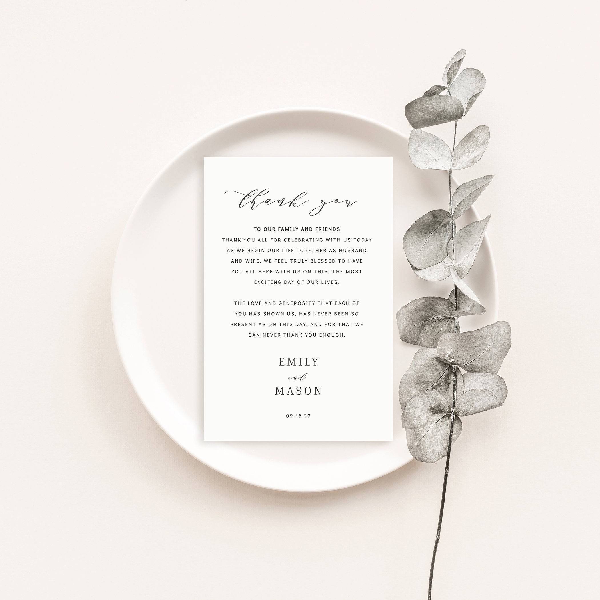 Wedding Thank You Note Template Formal & Elegant Thank You - Etsy
