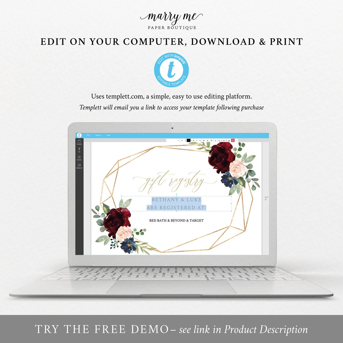 Wedding Registry Card Template Printable Editable Instant | Etsy
