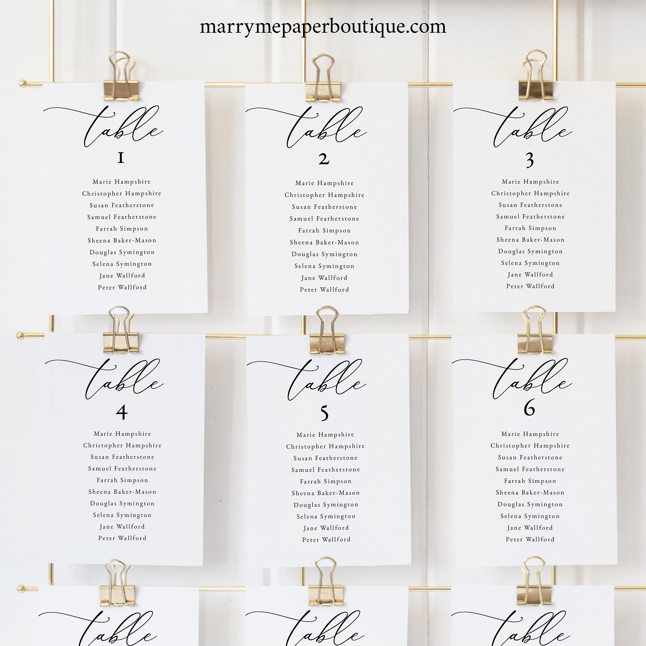 Classic Wedding Seating Cards Template, Elegant Seating Chart Cards, Printable, Templett ...
