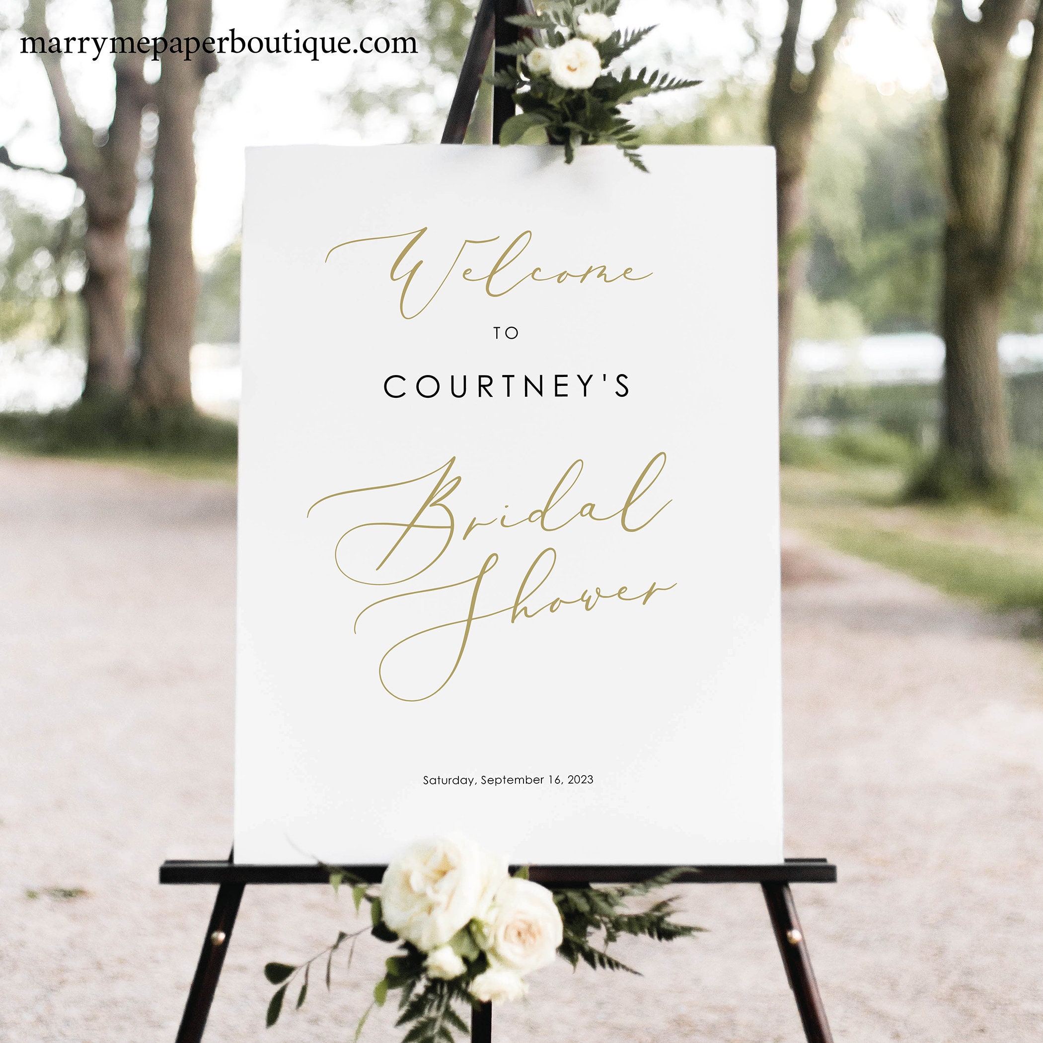 Bridal Shower Welcome Sign Template Elegant Gold Script Bridal Shower 