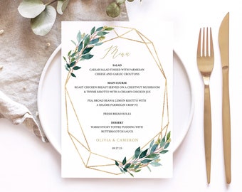 Try Before Purchase! Wedding Menu Template 5x7, Instant Download,  Editable Menu Printable