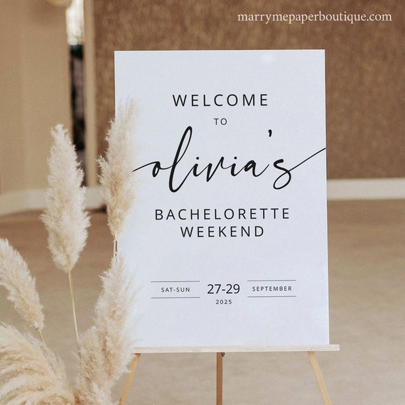 Bachelorette Party Welcome Sign Template, Modern Calligraphy, Editable, Bachelorette Party Sign, Printable, Templett INSTANT Download