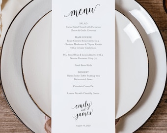 Wedding Menu Template,  Editable Instant Download, Try Before Purchase, Modern Script