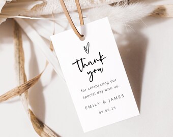 Favor Tag Template, Love Heart, Thank You Favor Tag, Modern Wedding Favor Tag, Printable, Editable, Templett INSTANT Download