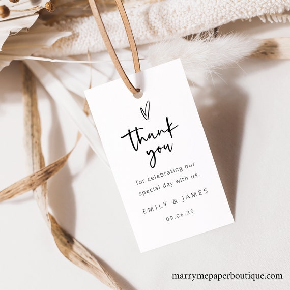 Favor Tag Template, Love Heart, Thank You Favor Tag, Modern Wedding Favor Tag, Printable, Editable, Templett INSTANT Download