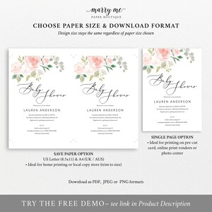 Baby Shower Invitation Template, Editable, Baby Shower Invite Printable, Instant Download, Try Before Purchase, Pink & Blush Floral image 4