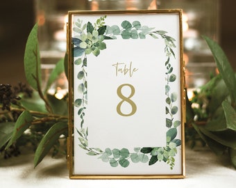 Table Number Sign Template, Table Number Card, Printable, Lush Greenery, Editable, Templett, INSTANT Download