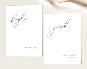 Wedding Vows Cards Template, Modern Elegance, Vow Cards, Editable Bride & Groom Vows Cards, Printable, Templett INSTANT Download