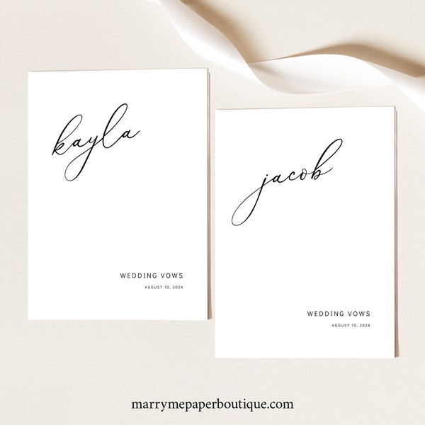 Wedding Vows Cards Template, Modern Elegance, Vow Cards, Editable Bride & Groom Vows Cards, Printable, Templett INSTANT Download