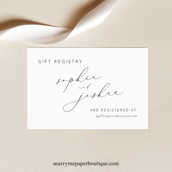 Gift Registry Card Template, Luxury Calligraphy, Elegant Wedding Registry Card, Printable, Editable, Templett INSTANT Download