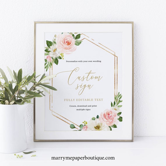 Create Multiple Signs Editable Template, Instant Download, Pink.