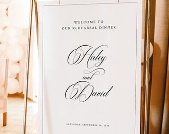 Rehearsal Dinner Welcome Sign Template, Classic Calligraphy & Border, Rehearsal Welcome Sign, Printable, Editable, Templett INSTANT Download