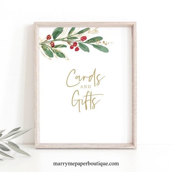 Cards & Gifts Sign Template, Winter Wedding, Wedding Table Sign, Printable, Christmas Wedding Sign, Templett INSTANT Download, Editable